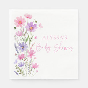 Sweet Pink Baby in Bloom Wildflower Baby shower Servet
