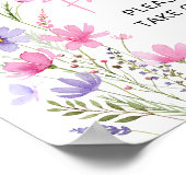 Sweet Pink Baby in Bloom Wildflower Favors Sign Poster (Hoek)