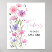 Sweet Pink Baby in Bloom Wildflower Favors Sign Poster (Voorkant)