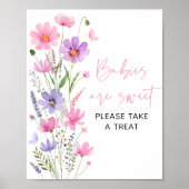 Sweet Pink Baby in Bloom Wildflower Treats Sign Poster (Voorkant)