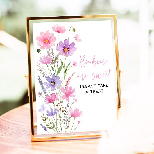 Sweet Pink Baby in Bloom Wildflower Treats Sign Poster