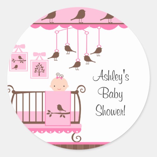 Sweet Pink Baby Room Je bent uitgenodigd Sticker (Voorkant)
