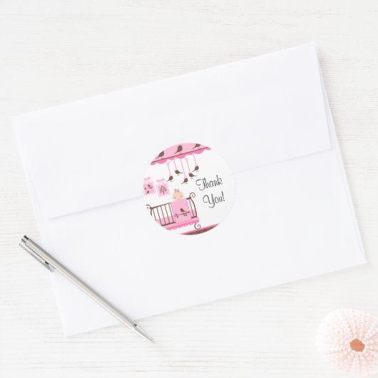 Sweet Pink Baby RoomBedankt Sticker (Envelop)