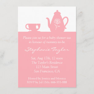 Sweet Pink Baby shower, Tea Party for Mam to be Kaart