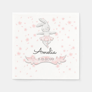 Sweet Pink Ballerina Bunny Eerste Verjaardag Bloem Servet