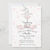 Sweet Pink Ballerina Bunny First Birthday Floral Kaart (Voorkant)