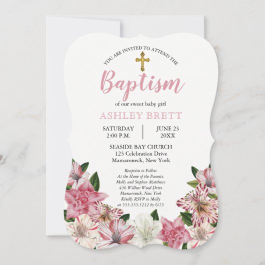 Sweet Pink |  Baptisme Kaart (Voorkant)