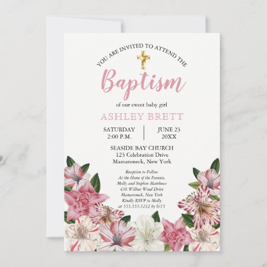 Sweet Pink |  Baptisme Kaart (Voorkant)