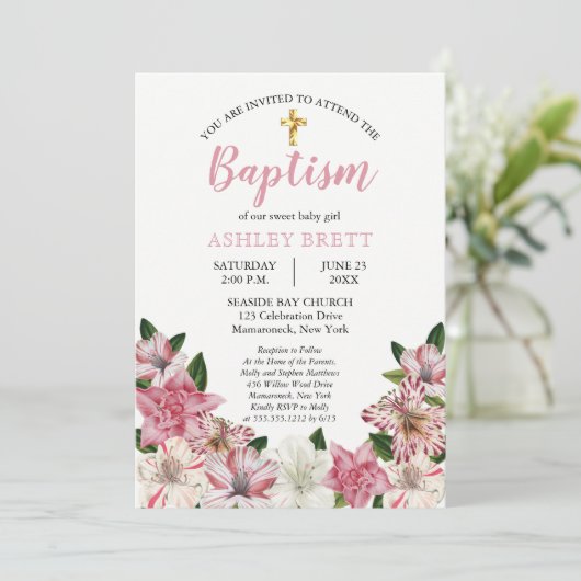 Sweet Pink | Baptisme Kaart (Staand voorkant)