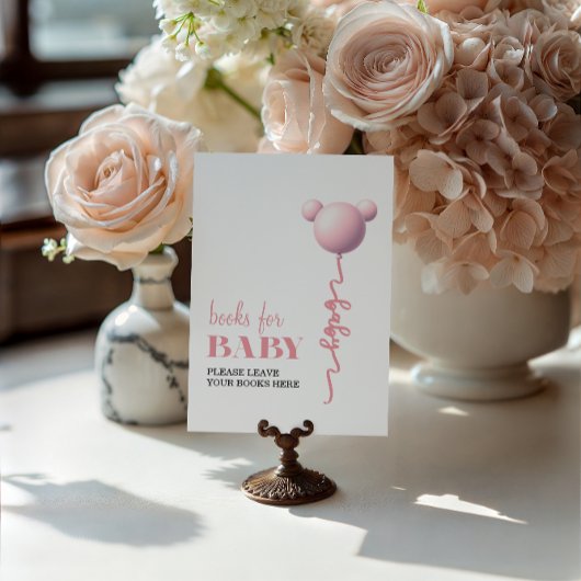 Sweet Pink Bear Balloon Books for Baby Sign Poster