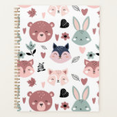 Sweet Pink Bear Fox And Bunny Forest Planner (Voorkant)
