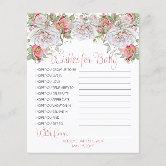 Sweet Pink Blooms Pink Girl Shower wenst Baby (Voorkant)