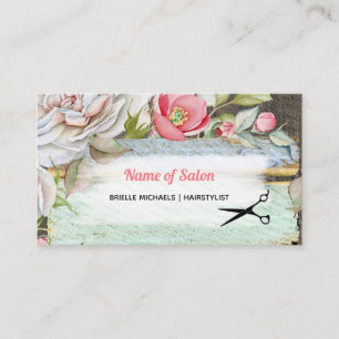 Sweet Pink Blossom Floral Haarstylist Beauty Salon Visitekaartje