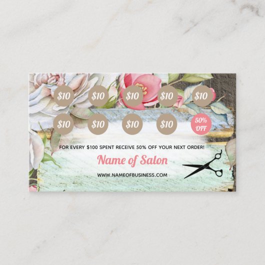 Sweet Pink Blossom Floral Salon Loyalty Rewards (Voorkant)