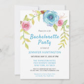 Sweet Pink Blue Boho Floral Bachelorette Party Kaart (Voorkant)