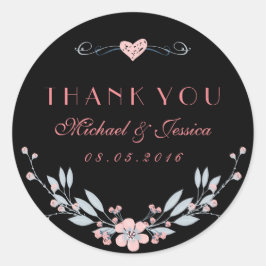 Sweet Pink Blue Floral Sticker met liefde