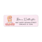 Sweet Pink Boho Squirrel Girl Baby Mededeling Etiket (Voorkant)