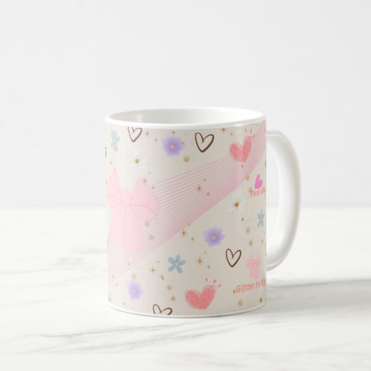 Sweet Pink Bow Aesthetic Mug | Kawaii Cute Pastel Koffiemok (Voorkant rechts)