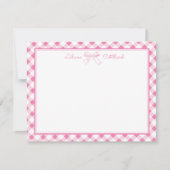 Sweet Pink Bow and Gingham Note Card Notitiekaartje (Voorkant)