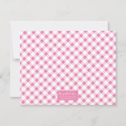 Sweet Pink Bow and Gingham Note Card Notitiekaartje (Achterkant)