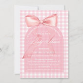 Sweet Pink Bow Gingham Arch Girl Baby shower Kaart (Voorkant)