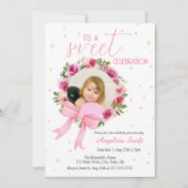 Sweet Pink Bow Roos Bloemen Foto Verjaardag Kaart (Voorkant)