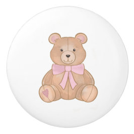 Sweet Pink Bow Teddy Kwekerij Kind Kamer Keramische Knop