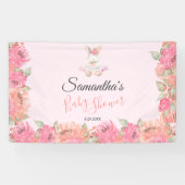 Sweet Pink Bunny Boho Waterverf Girl Baby shower Spandoek (Horizontaal)