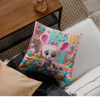 Sweet Pink Bunny Pillow - Schattig Kwekerijkussen Kussen