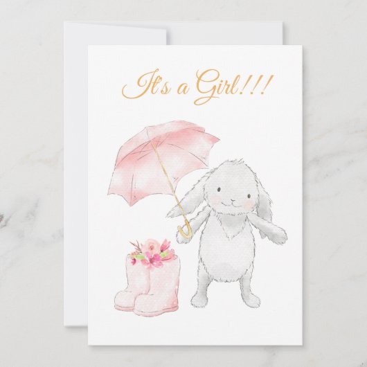*~* Sweet Pink Bunny Umbrella Shower Uitnodiging (Voorkant)