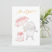*~* Sweet Pink Bunny Umbrella Shower Uitnodiging (Staand voorkant)