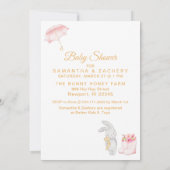 *~* Sweet Pink Bunny Umbrella Shower Uitnodiging (Achterkant)