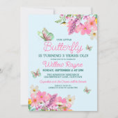 Sweet Pink Butterfly Theme Verjaardagsfeestje voor Kaart (Voorkant)