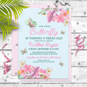 Sweet Pink Butterfly Theme Verjaardagsfeestje voor Kaart