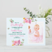 Sweet Pink Butterfly Theme Verjaardagsfeestje voor Kaart (Staand voorkant)