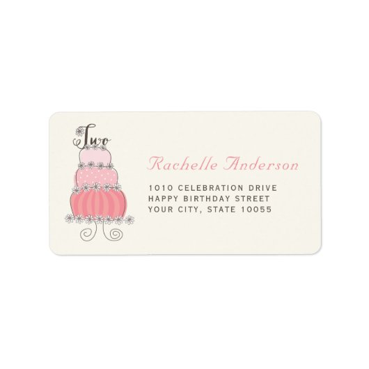 Sweet Pink Cake Two Girl 2e Birthday Party Labels (Voorkant)