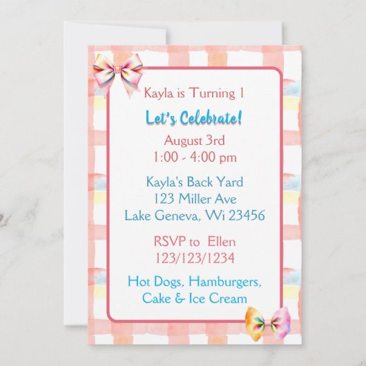 Sweet Pink Capybara thema Verjaardagsfeestje voor  Kaart (Achterkant)