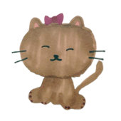 Sweet Pink Cat Cartoon Schattig Kitten Verjaardag Kaart