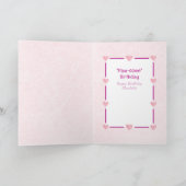 Sweet Pink Cat Cartoon Schattig Kitten Verjaardag Kaart (Binnen)