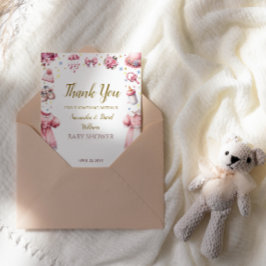 Sweet Pink Charming Baby shower Bloemen Bedankkaart