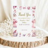 Sweet Pink Charming Baby shower Bloemen Bedankkaart