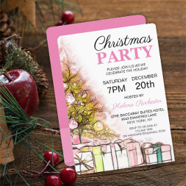 Sweet Pink Christmas Tree & Cadeaus Vakantie Kaart