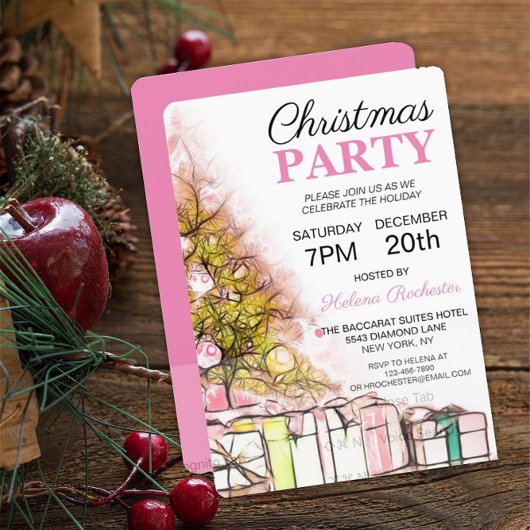 Sweet Pink Christmas Tree & Cadeaus Vakantie Kaart