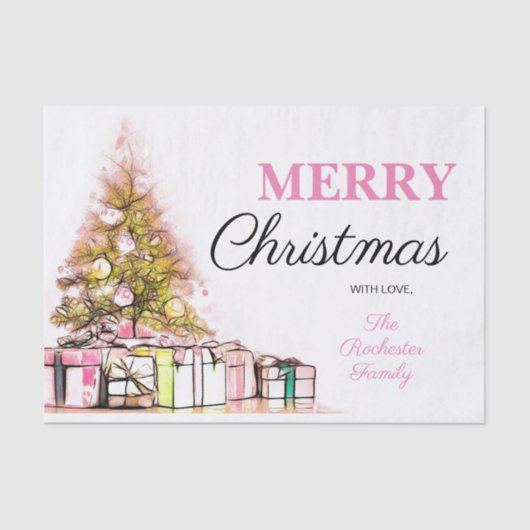 Sweet Pink Christmas Tree & Cadeaus Vakantie Tissuepapier (Voorkant)