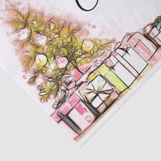 Sweet Pink Christmas Tree & Cadeaus Vakantie Tissuepapier (Detail)