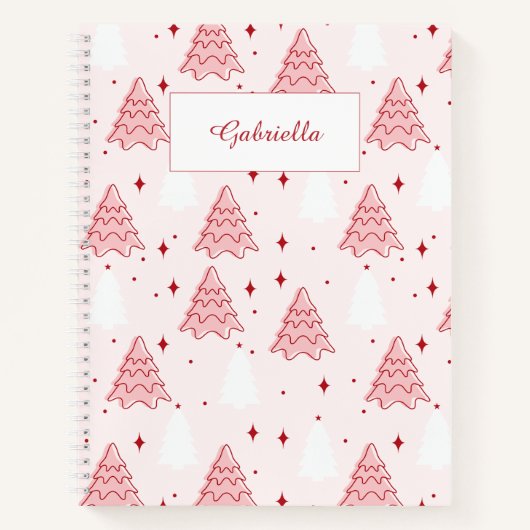 Sweet Pink Christmas Tree Spiral Notitieboek (Voorkant)