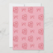 Sweet Pink Coquette Bow 1st Birthday Heart Cake Kaart (Achterkant)