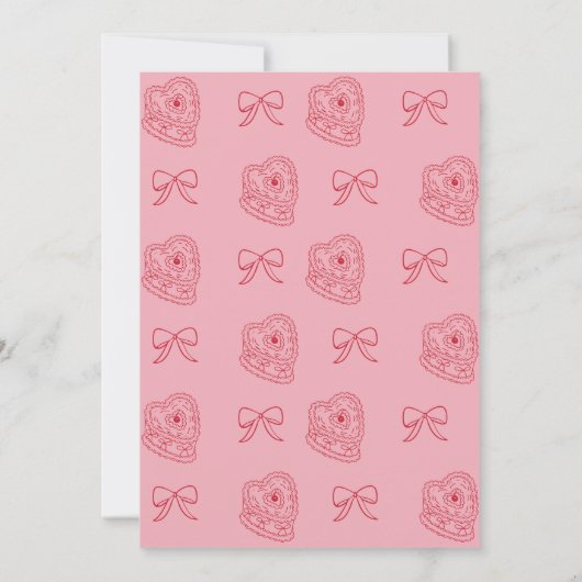 Sweet Pink Coquette Bow 1st Birthday Heart Cake Kaart (Achterkant)