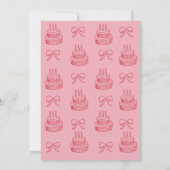 Sweet Pink Coquette Bow 1st Birthday Round Cake Kaart (Achterkant)