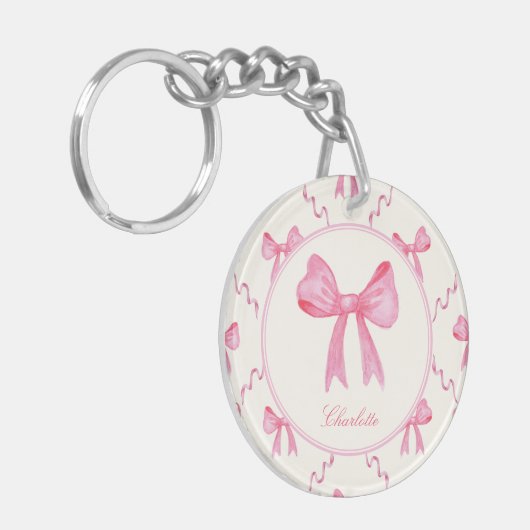 Sweet Pink Coquette Bow Acryl Sleutelhanger (Voorkant Links)